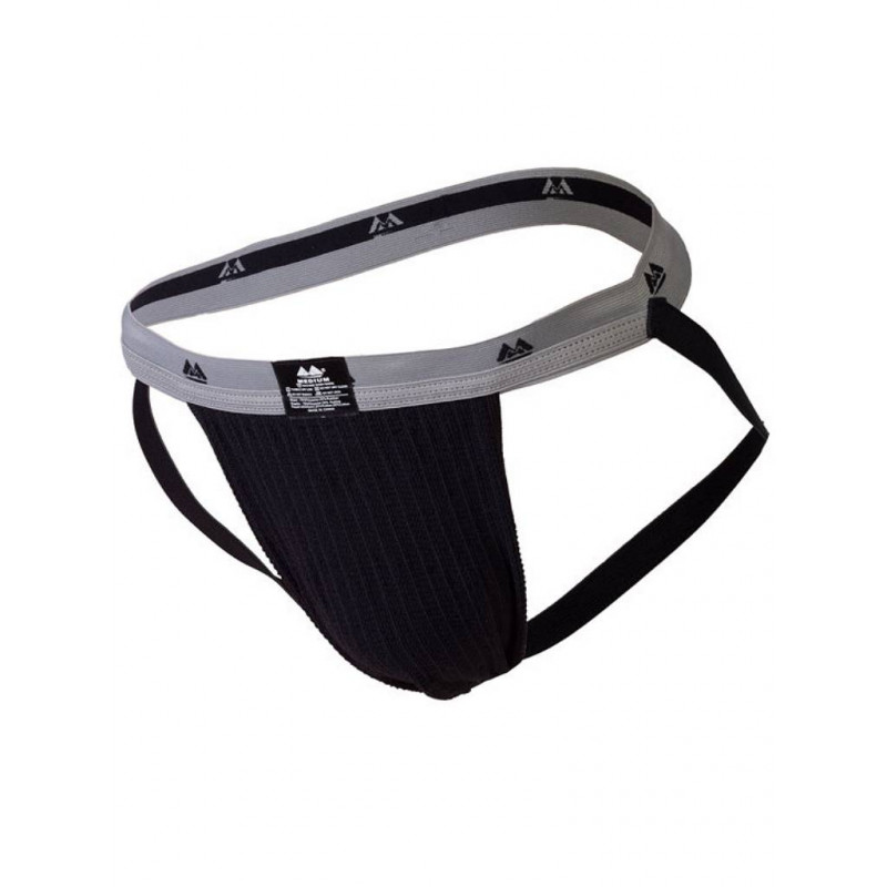 MM The Original Swimmer/Jogger Jockstrap Underwear Black/Grey 1 inch (T6218)