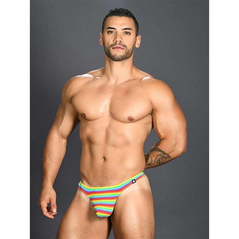 Andrew Christian Pride Rainbow Stripe Thong w/ Almost Naked Underwear (T6499) Andrew Christian Pride Rainbow Stripe Thong w/ Almost Naked Underwear (T6499)