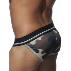 Addicted Camo Mesh Push Up Brief Underwear Brown (T7883)