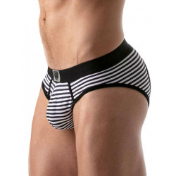 ToF Paris Stripes Push-Up Bottomless Brief Underwear Navy/Black/White (T8191)