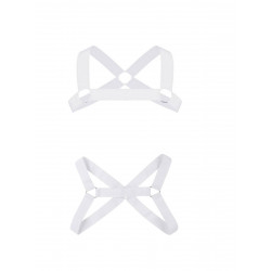 RudeRider Elastic Chest Harness w/Ring White (T7462)