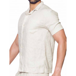 2Eros Breezy Linen Short Sleeve Classic Shirt Beige (T9201)