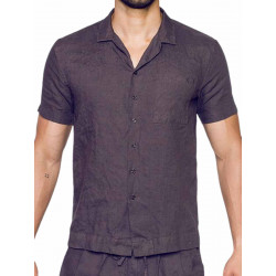 2Eros Breezy Linen Short Sleeve Classic Shirt Dark Gray (T9200)