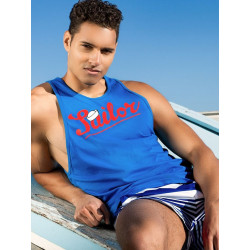 2Eros Anchor / Sailor Singlet Tank Top Blue (T3996)