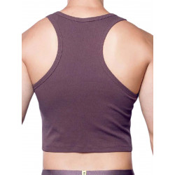 Supawear Ribbed Cropped Singlet Tank Top Peppercorn (T9407)