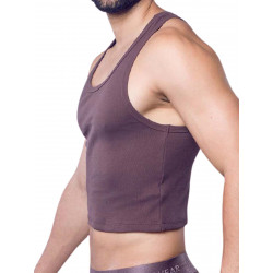 Supawear Ribbed Cropped Singlet Tank Top Peppercorn (T9407)