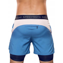 Supawear Lined Shorts Colour Blocked Blue/Pink (T9455)