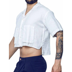 2eros Cropped Linen Shirt White (T9772)
