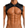 Leatherette Collar Harness Black One Size (T7737)