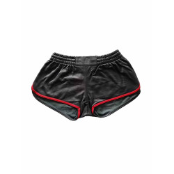 Rouge Leather Shorts with Piping Black/Red (T11415)