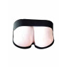 Rouge Leather Jocks with Stripe and Zip Black/White (T11500)