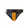 Rouge Leather Jocks with Stripe and Zip Black/Yellow (T11501)
