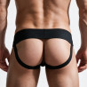 Rouge Leather Jocks with Stripe and Zip Black/Yellow (T11501)