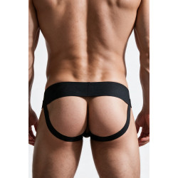 Rouge Leather Jocks with Stripe and Zip Black/Yellow (T11501)