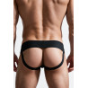 Rouge Leather Jocks with Stripe and Zip Black/Yellow (T11501)