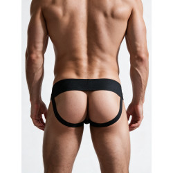 Rouge Leather Jocks with Stripe and Zip Black/Yellow (T11501)